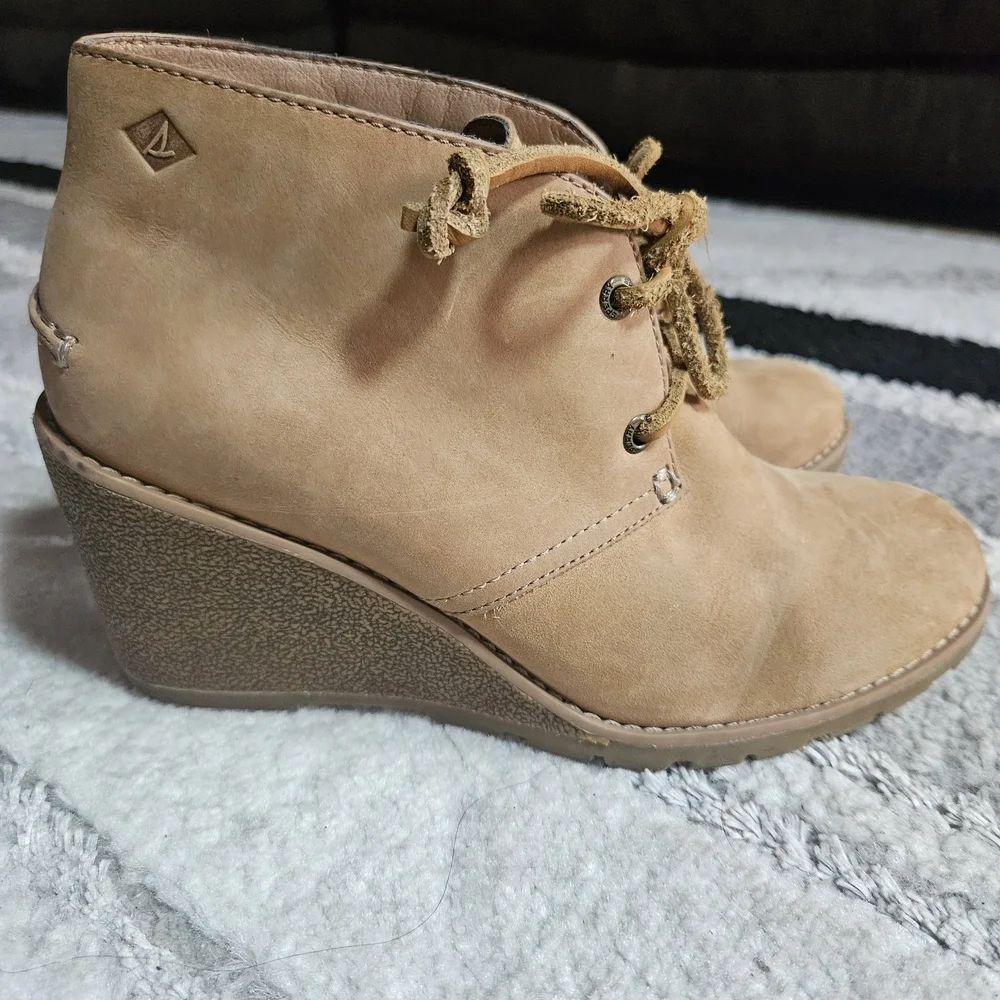 Sperry Tan Wedge Ankle Shoes